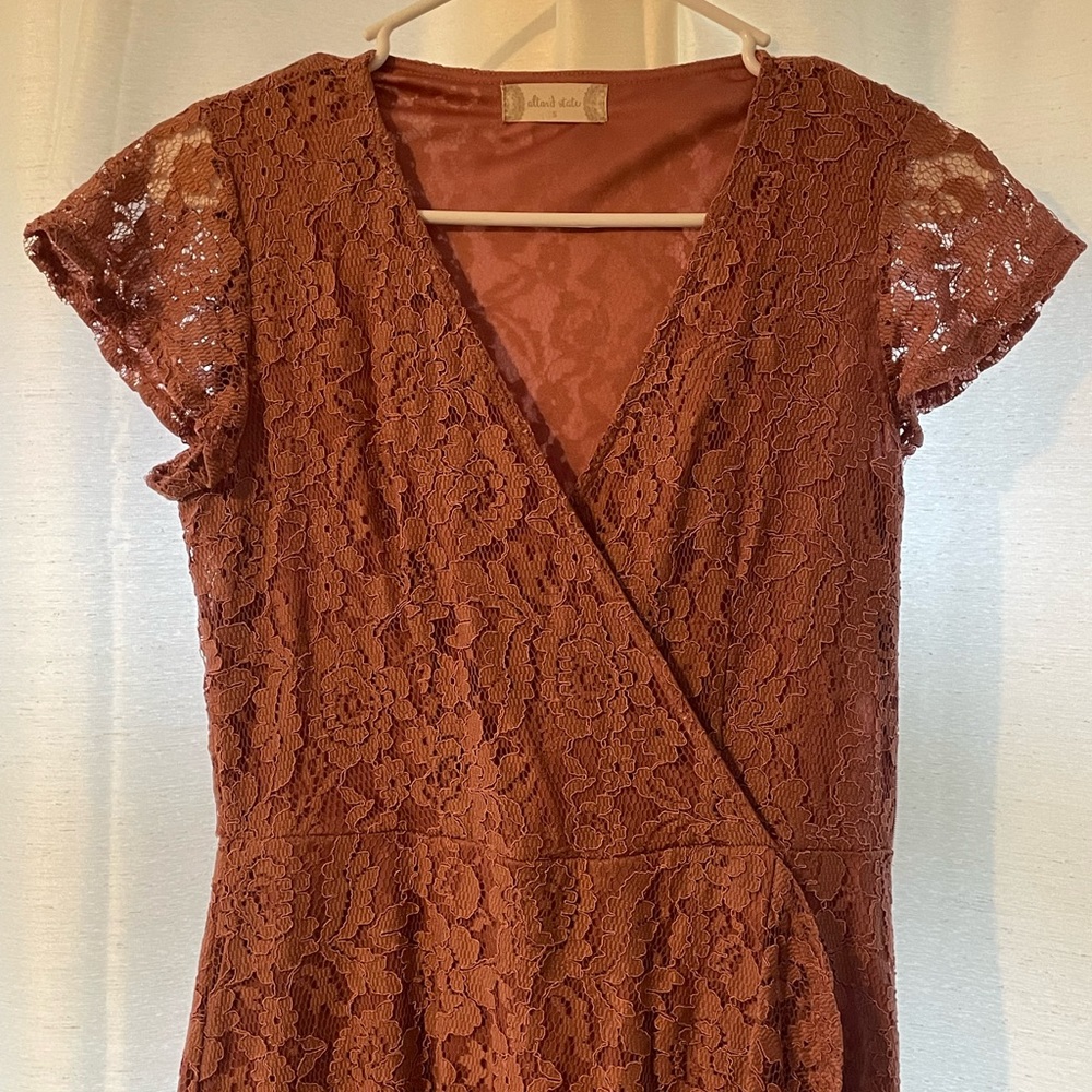 Altar’d State Artiz Lace Wrap Maxi Dress Size Small Pink Blush